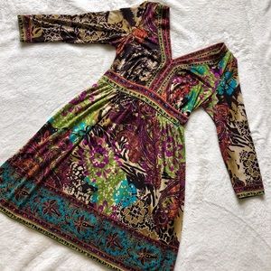 ECI print dress w tie back